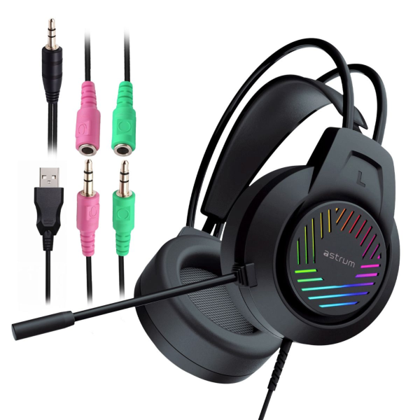 Wired Gaming Headset, 2 x 3.5mm with Boom Mic and USB LED - HG100