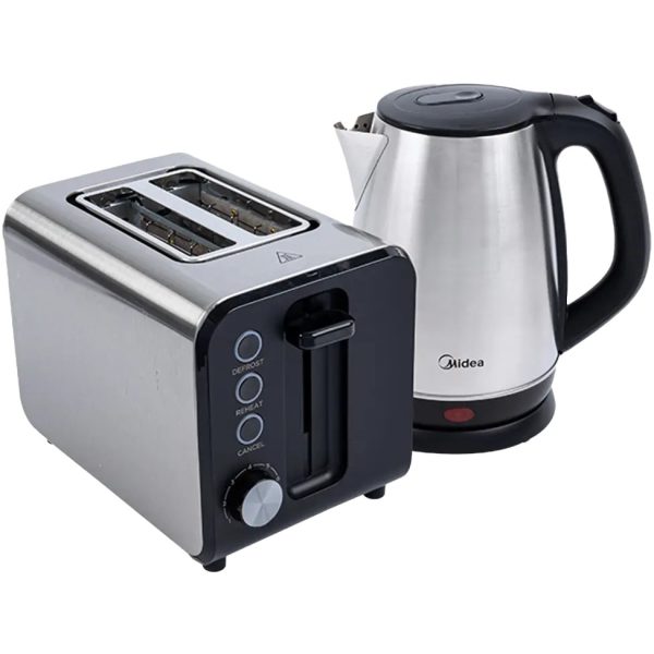 Midea Deluxe Stainless Kettle and 2 Slice Toaster Breakfast Pack