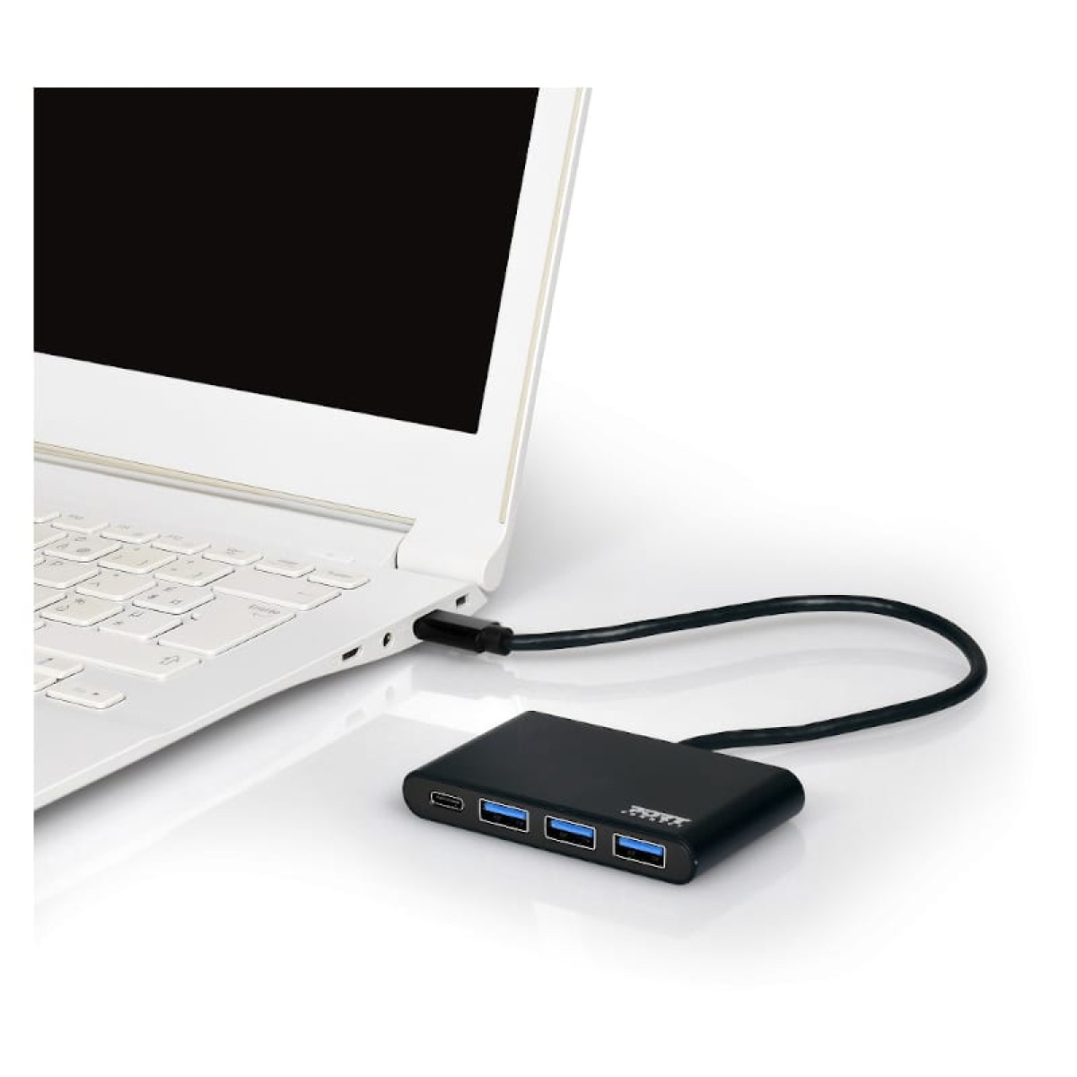Port USB Type-C to 3 x USB3.0 and 1 x Type-C PD 30cm 4 Port Hub - Black - Image 3