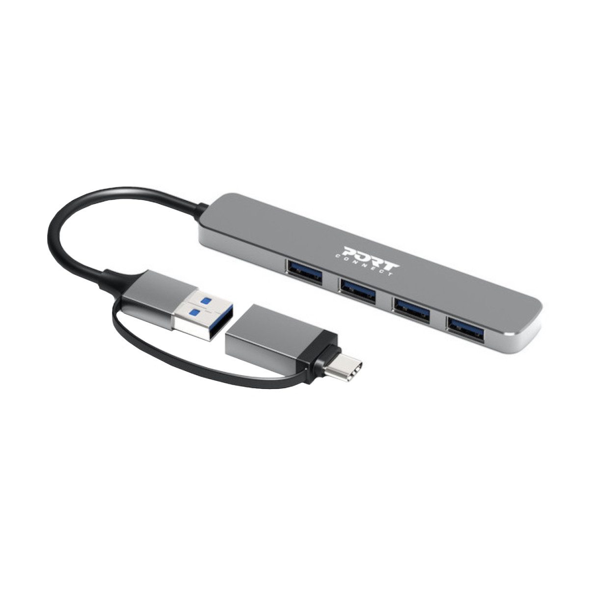 Port Connect USB Type-C to 4-port USB-A 3.0 Hub - Image 2