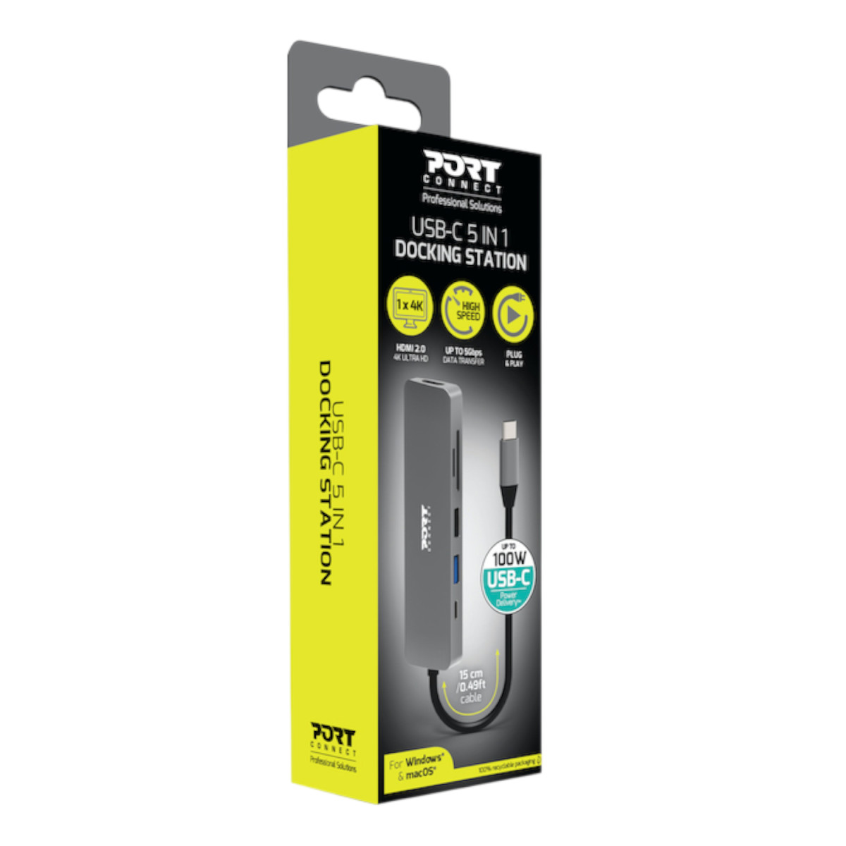 Port Connect 5-in-1 USB Type-C 4K Docking Station - Image 4