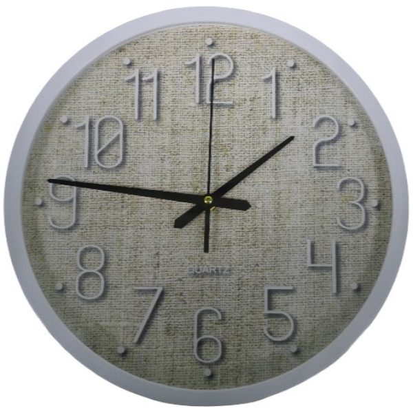 Casey Analog 30cm Round Face White with Black Quartz Wall Clock