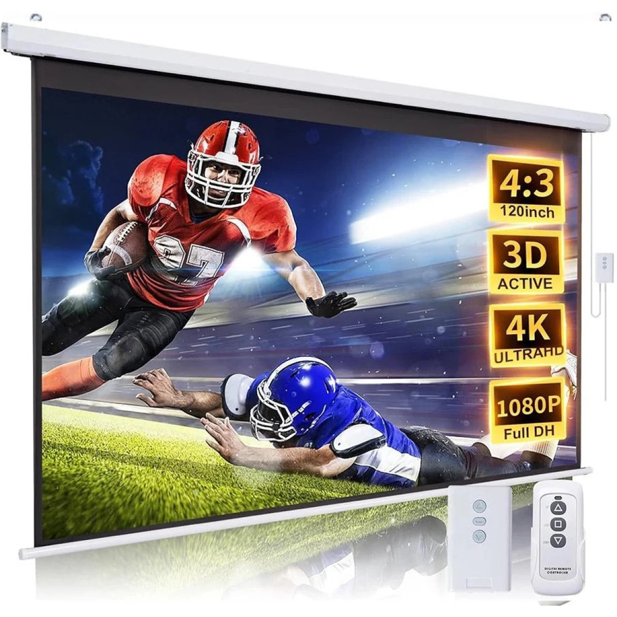 HTPNEO 120 Inch Electronic Projector Screen with Remote