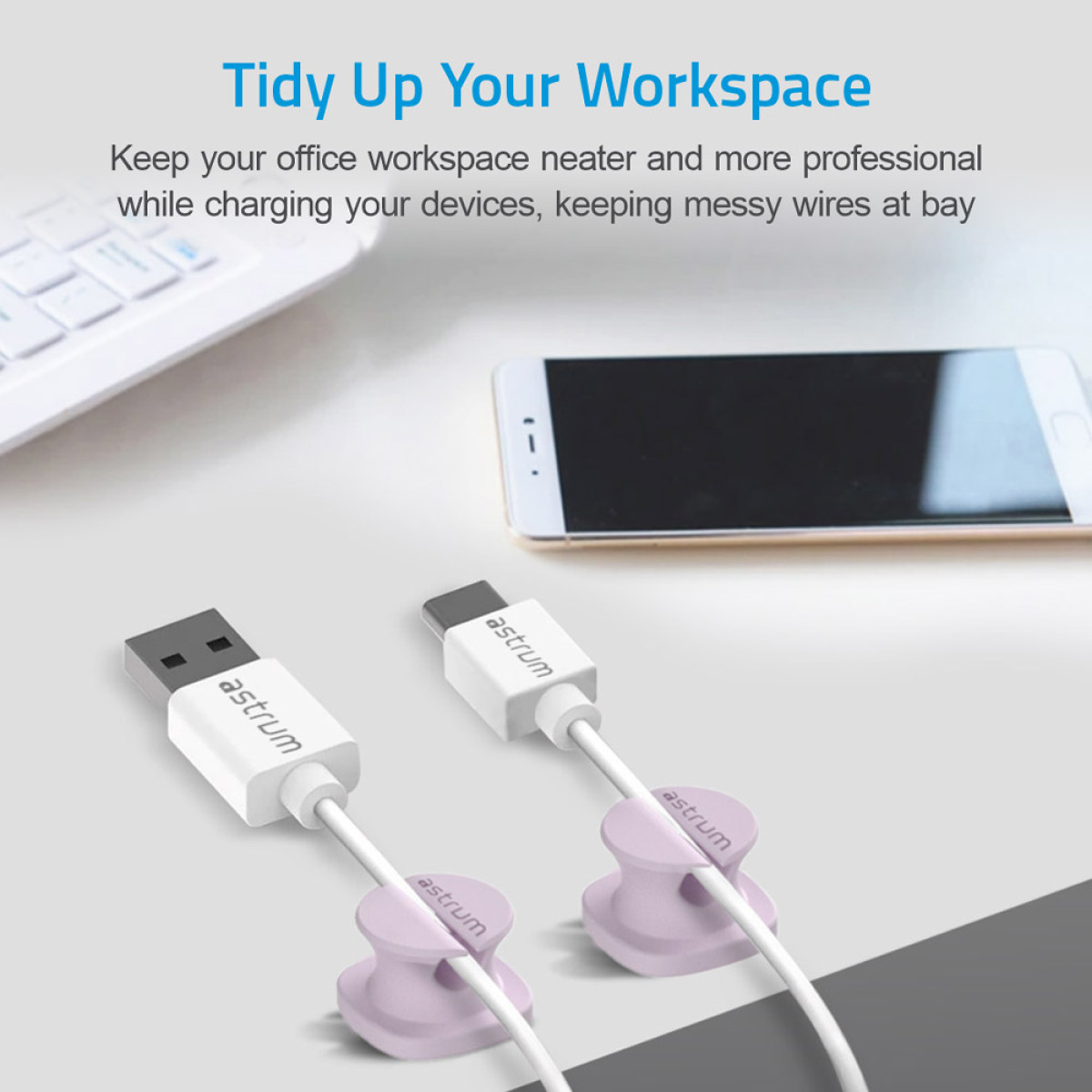 CO060 Mini Cable Organizer Clips - 4 Piece Set for Cable Management-Purple - Image 2