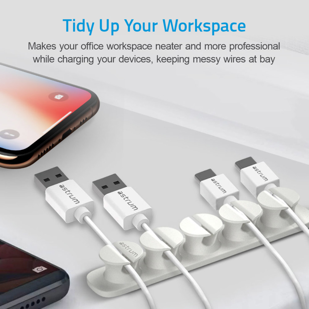 CO110 Cable Organizer Clips - 5 Bays, 4 Storage Compartments - White - Image 2