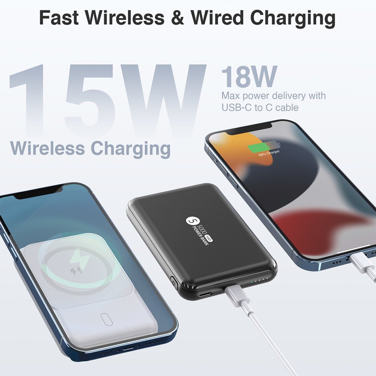 PB050 5000mAh 15W Magnetic Wireless Power Bank - Image 2