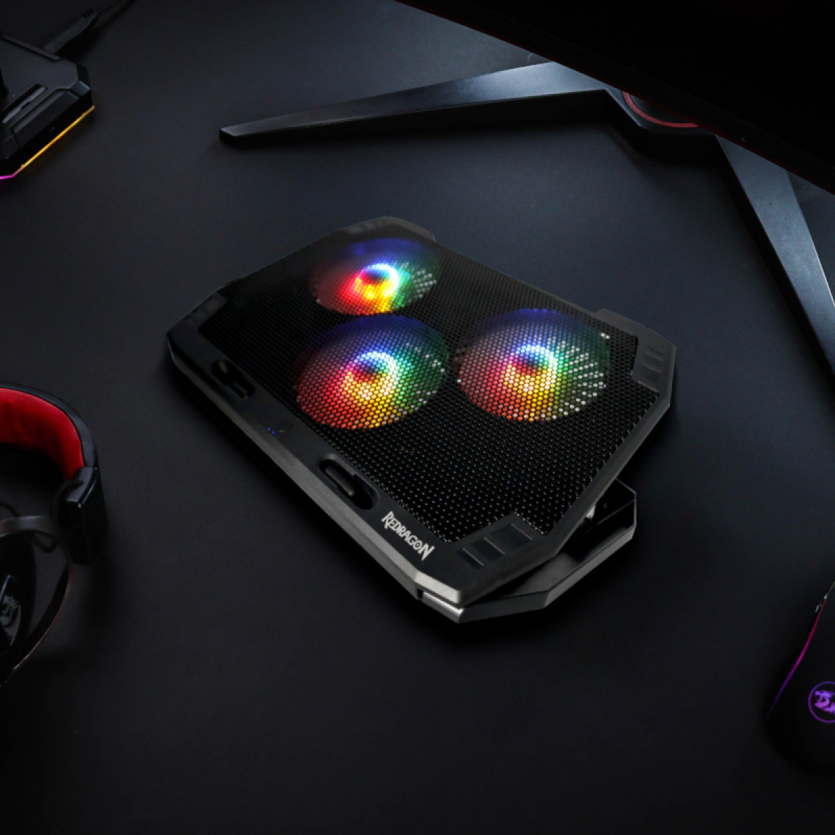 REDRAGON Dual USB 3 Fan RGB Gaming Notebook Stand - Image 4