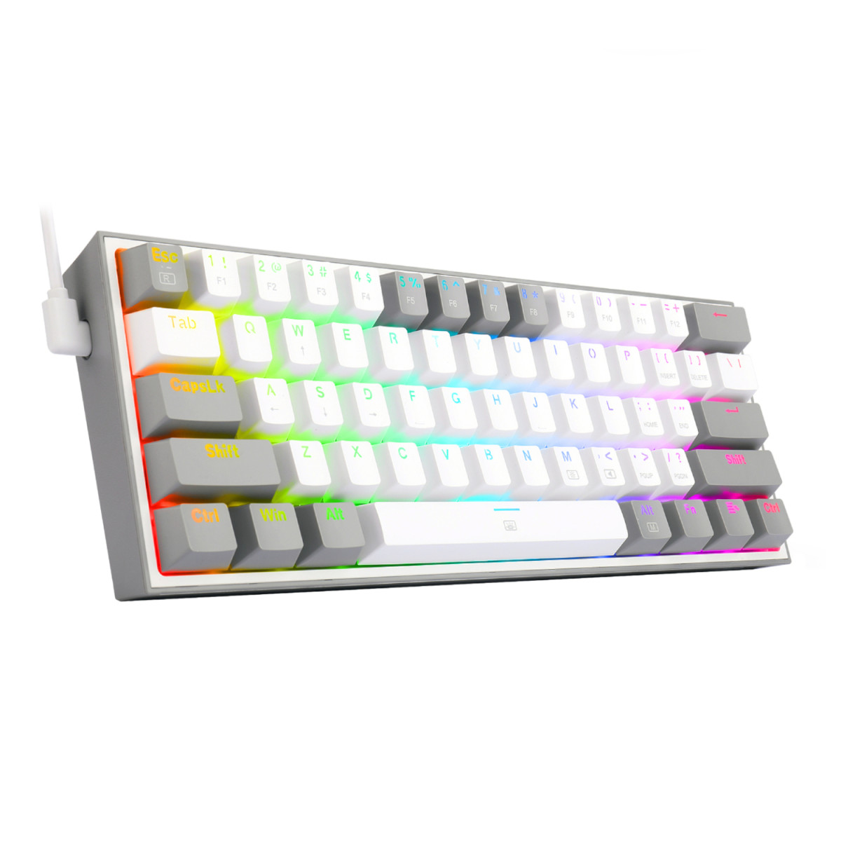 Redragon K617 FIZZ 60% Wired RGB Gaming Keyboard - White/Grey - Image 2