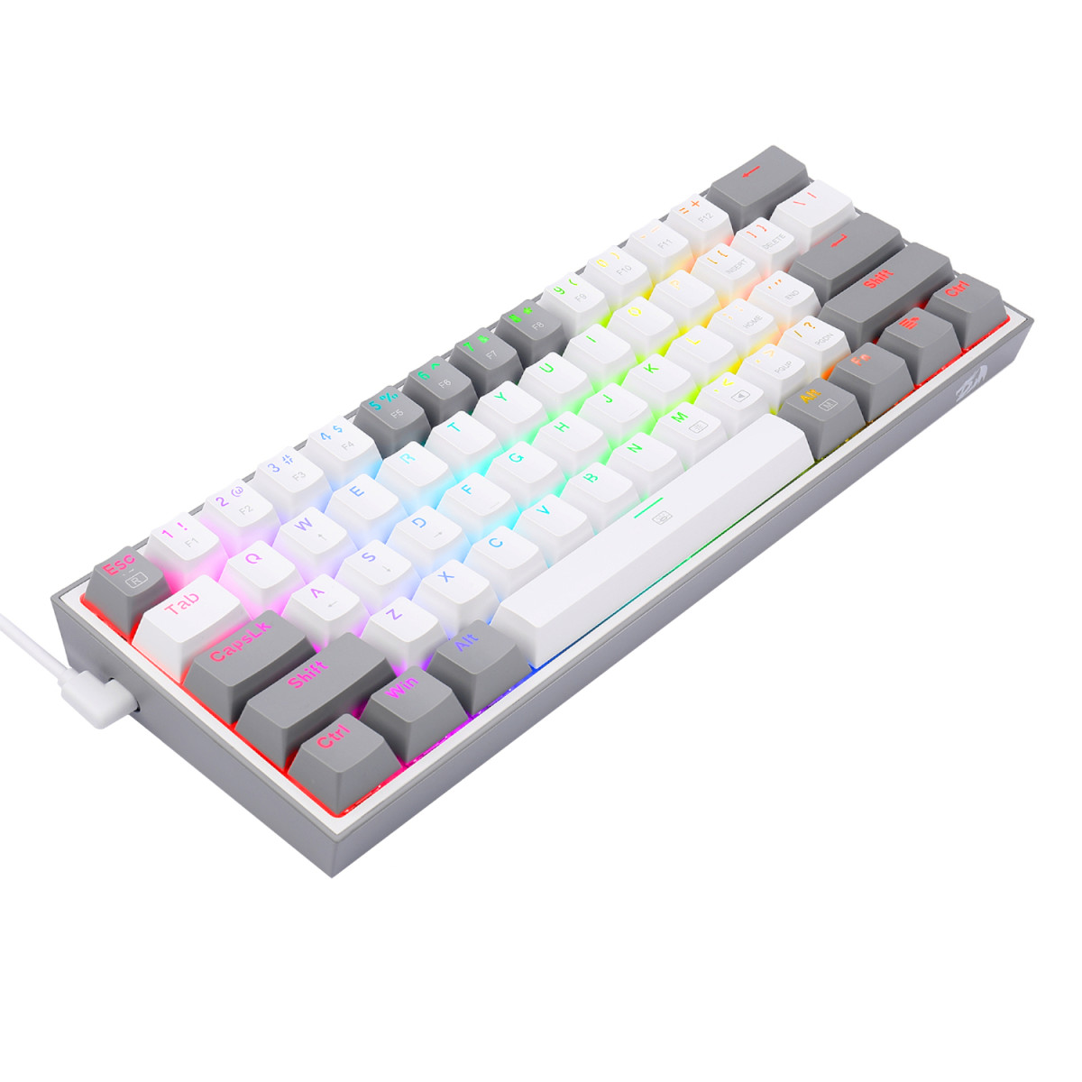 Redragon K617 FIZZ 60% Wired RGB Gaming Keyboard - White/Grey - Image 3