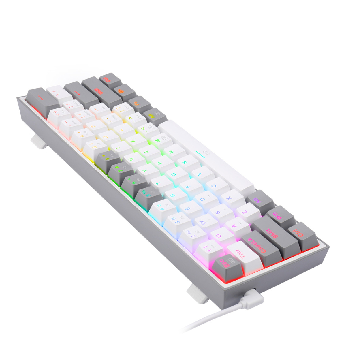 Redragon K617 FIZZ 60% Wired RGB Gaming Keyboard - White/Grey - Image 4