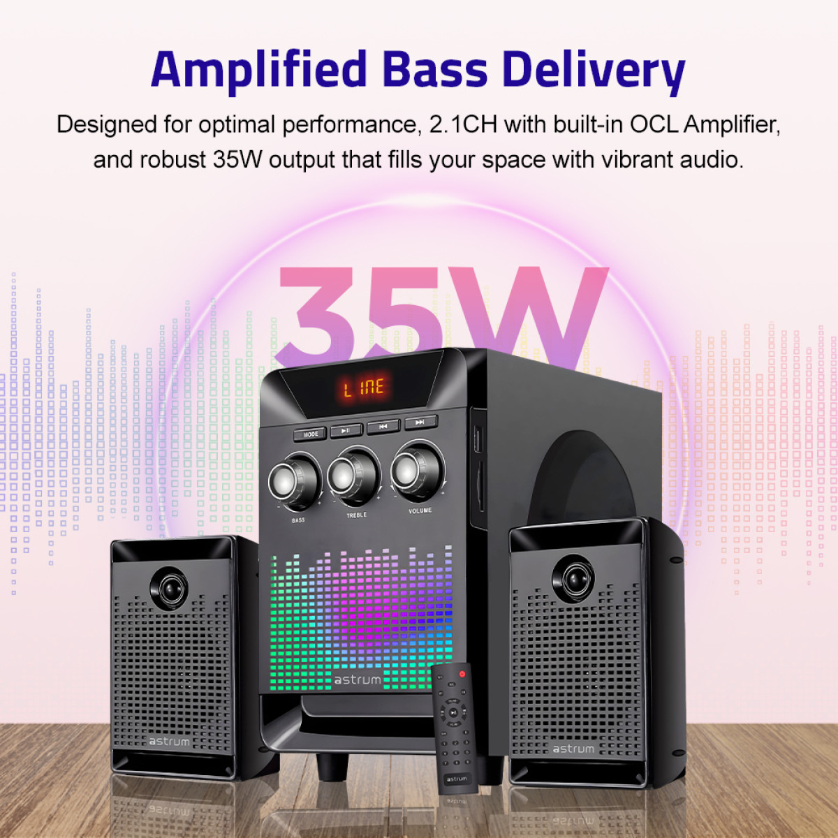 SM330 35W 2.1CH LED Multimedia Speaker Bluetooth SD Card USB FM - Image 2