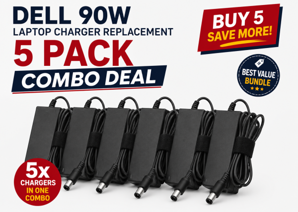 5x Dell 90W Laptop Charger Replacement Bundle