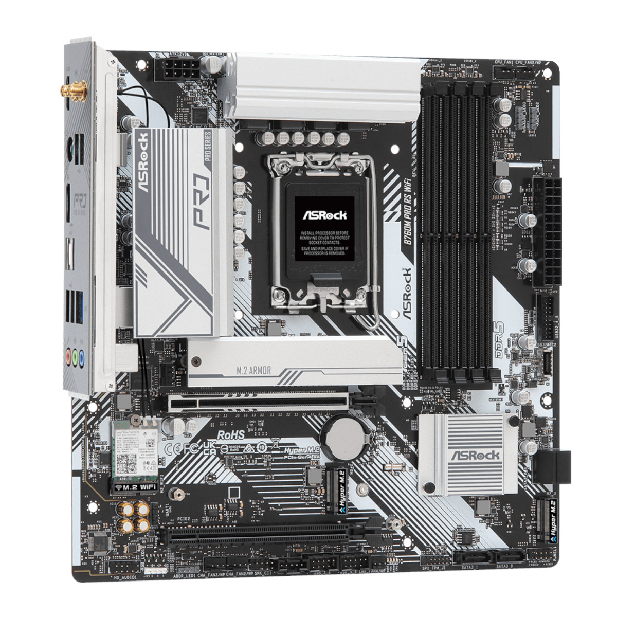 ASRock B760M Pro RS WiFi Intel LGA 1700 MATX Gaming Motherboard - Image 2