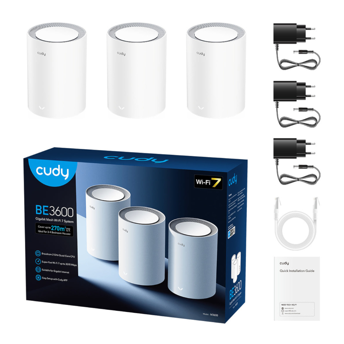 Cudy BE3600 Gigabit Mesh Wi-Fi 7 System – 3 Pack - Image 4