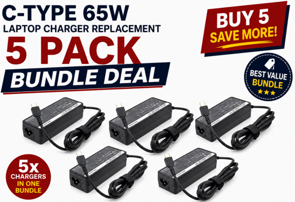 5x USB-C 65W Laptop Charger Replacement Bundle Deal