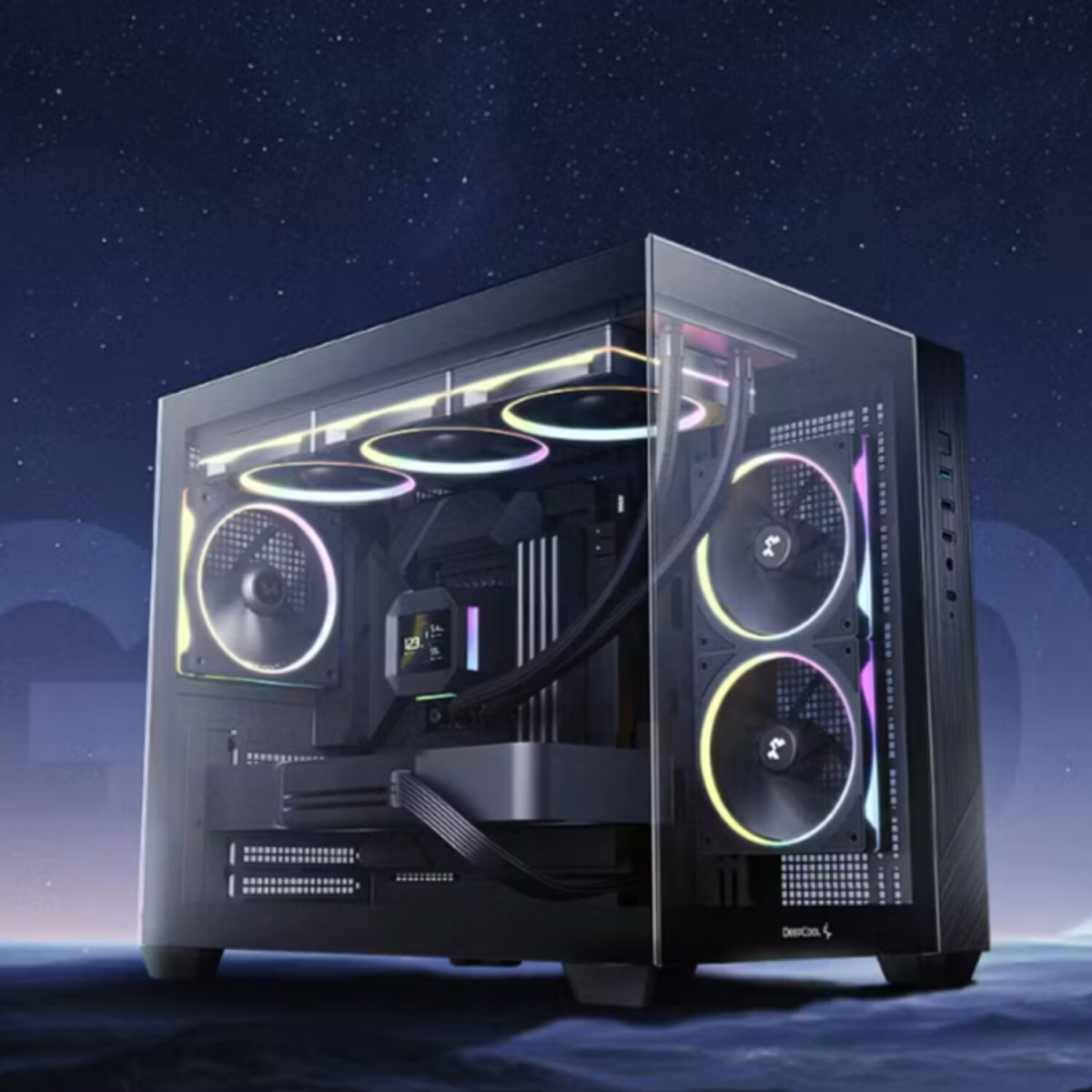 Deepcool CG330 3F Panoramic Dual-Chamber Micro-ATX Gaming Chassis - Black - Image 2