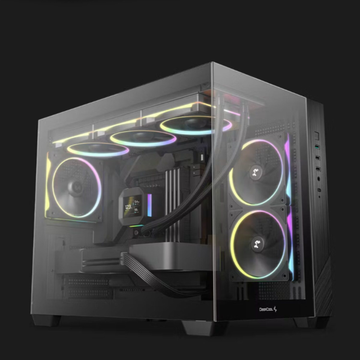 Deepcool CG330 3F Panoramic Dual-Chamber Micro-ATX Gaming Chassis - Black - Image 3