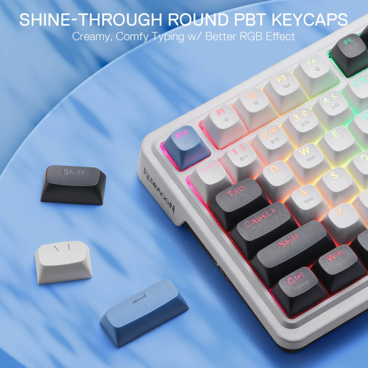 Redragon K719WGB GALATIN RGB PRO Full sized Wireless Gaming Keyboard - White - Image 2