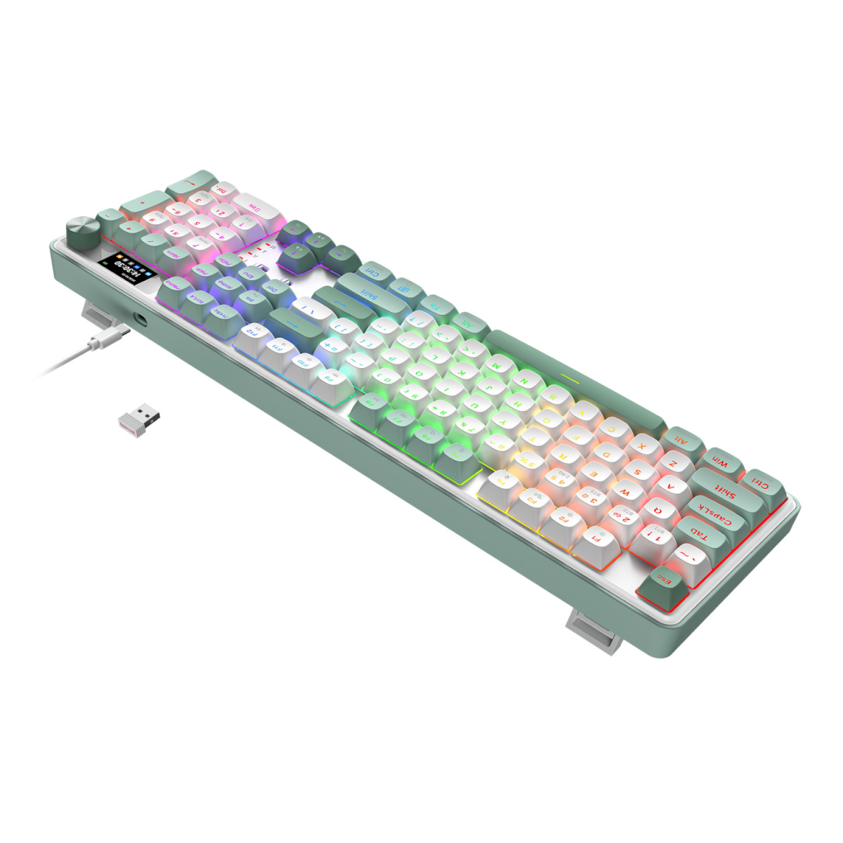Redragon WYVERN K761 Pro Full-size RGB Wireless Mechanical Gaming Keyboard - White/Green - Image 3