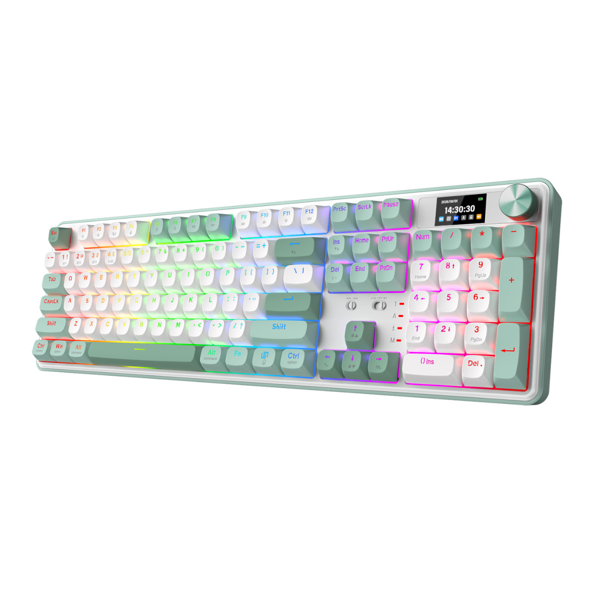 Redragon WYVERN K761 Pro Full-size RGB Wireless Mechanical Gaming Keyboard - White/Green - Image 4
