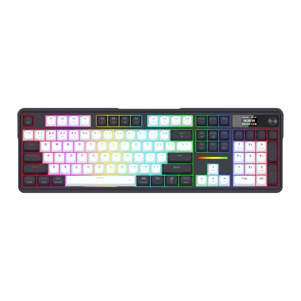 Redragon K762WB-RGB-PRO LCD Full-size Gasket Mechanical Keyboard - Black - Image 2