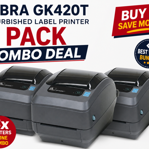 3x Zebra GK420T Refurbished Label Printer Bundle Deal