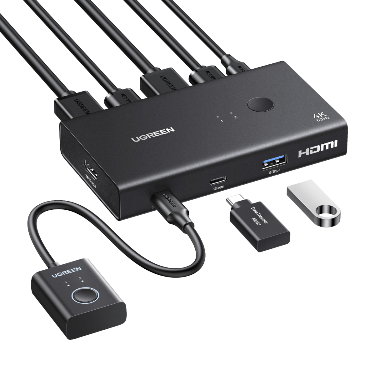 UGreen HDMI 2.0 KVM Switch 2-In-1 Out - Image 2