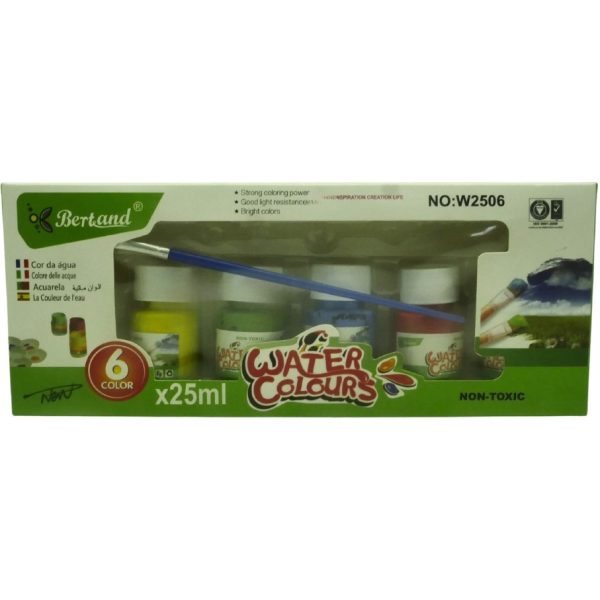 Bertand 6 x 25ml Assorted Water Paint Colors Set