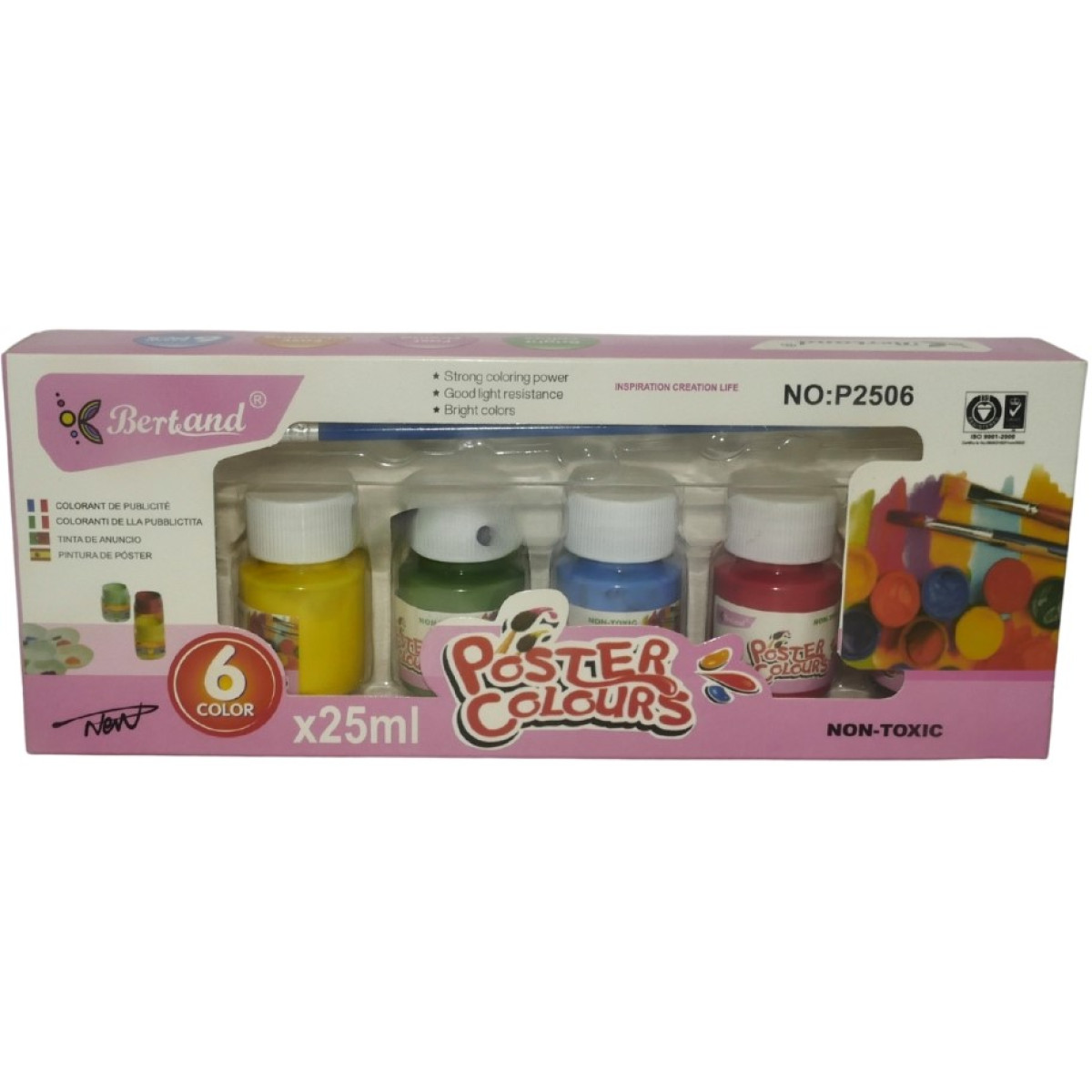 Bertand 6 x 25ml Assorted Poster Paint Colors Set