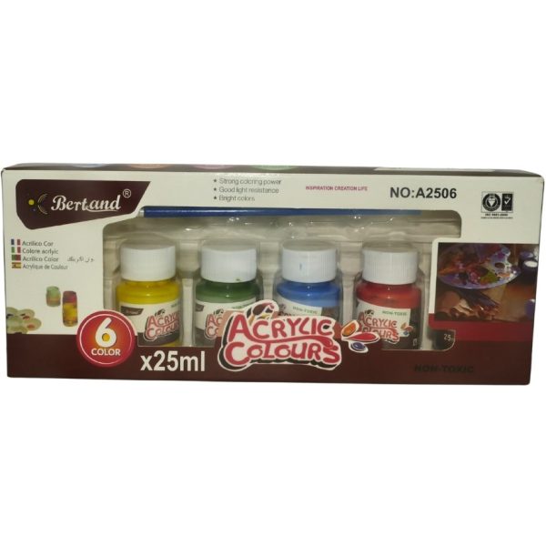 Bertand 6 x 25ml Assorted Acrylic Paint Colors Set