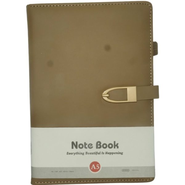 Brainware A5 Tan NoteBook With Magnetic Clip