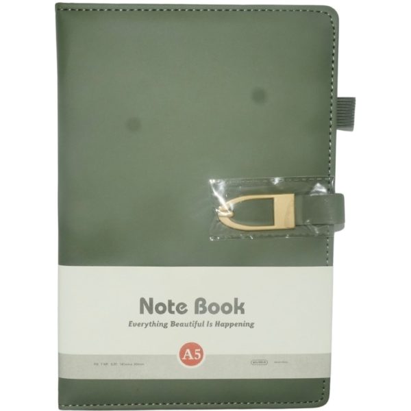 Brainware A5 Green NoteBook With Magnetic Clip