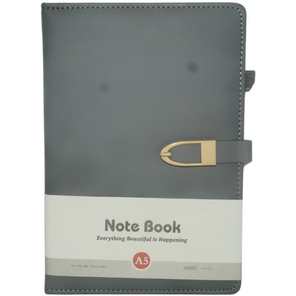 Brainware A5 Grey NoteBook With Magnetic Clip