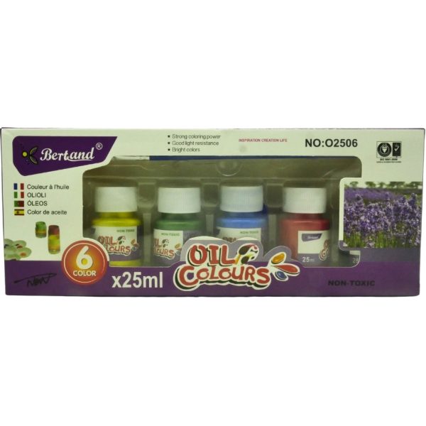 Bertand 6 x 25ml Assorted Oil Paint Colors Set
