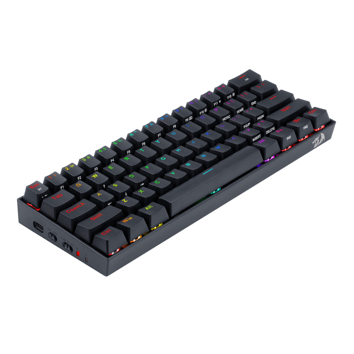 REDRAGON DRACONIC PRO Mechanical 61 Key|Bluetooth 5.0|RGB 9 Colour Modes|Rechargable Battery|Type-C Charging Cable Gaming Keyboard - Black - Image 4