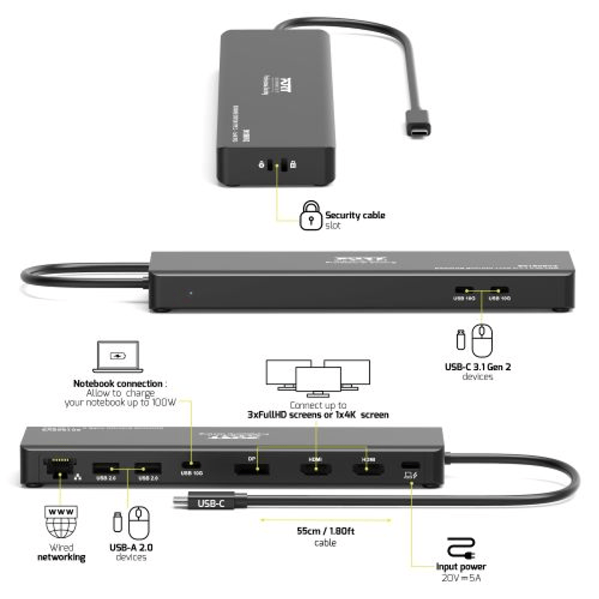 PORT Mobile docking station 1 X 4K USB-C 9 devices 100W - Image 4