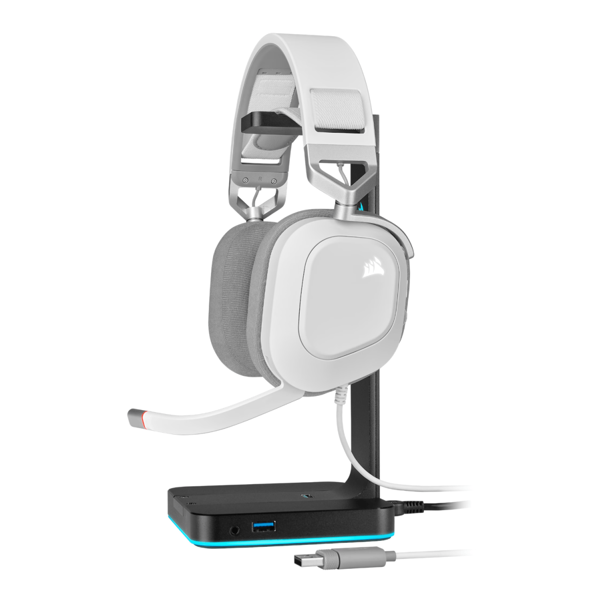 Corsair HS80 RGB USB Wired Over-Ear Gaming Headset — White - Image 4