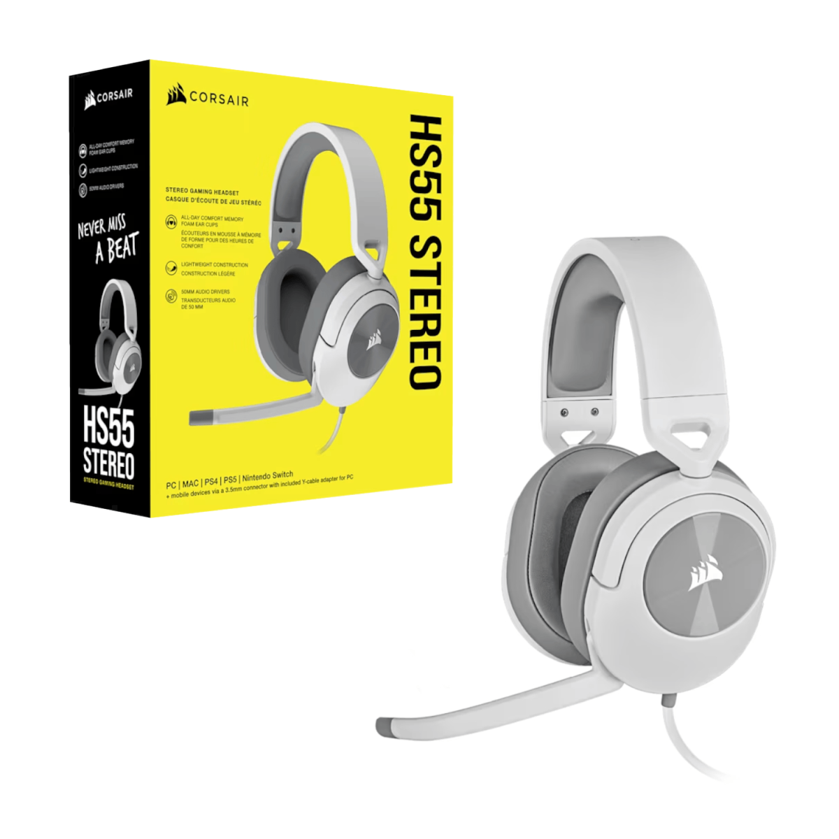 Corsair HS55 Surround Wired Gaming Headset – White - Image 3