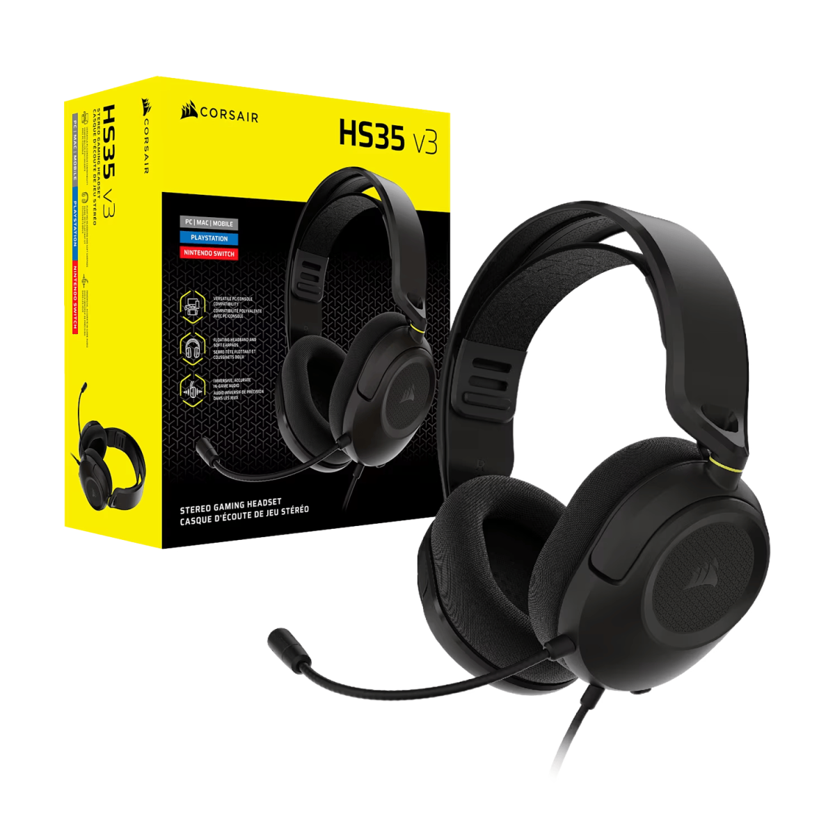 Corsair HS35 v3 Wired Gaming Headset - Carbon - Image 3