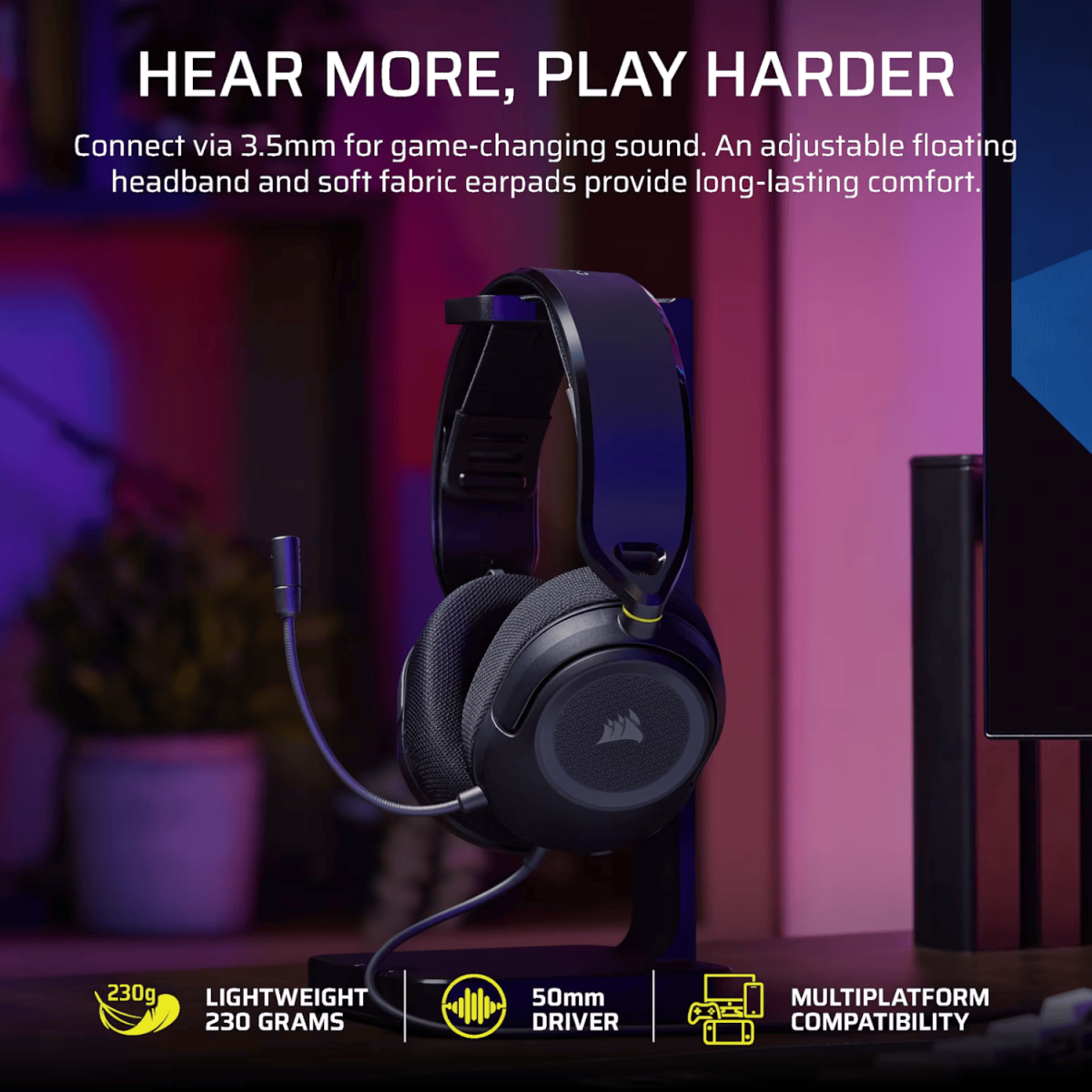 Corsair HS35 v3 Wired Gaming Headset - Carbon - Image 4