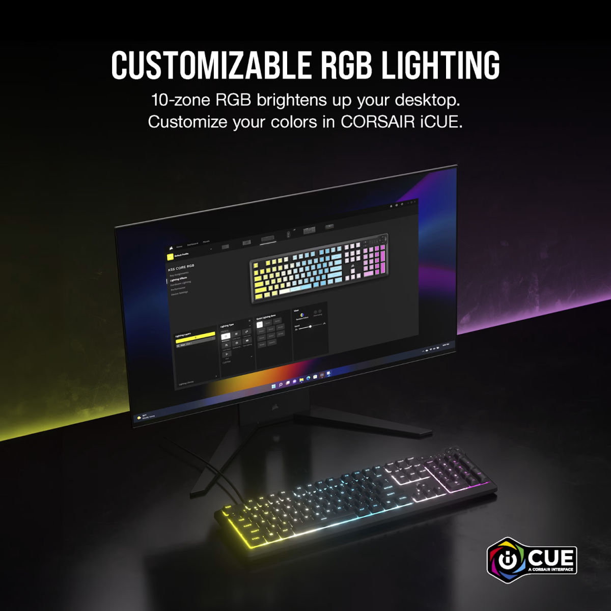 Corsair K55 CORE RGB Gaming Keyboard - Black - Image 4