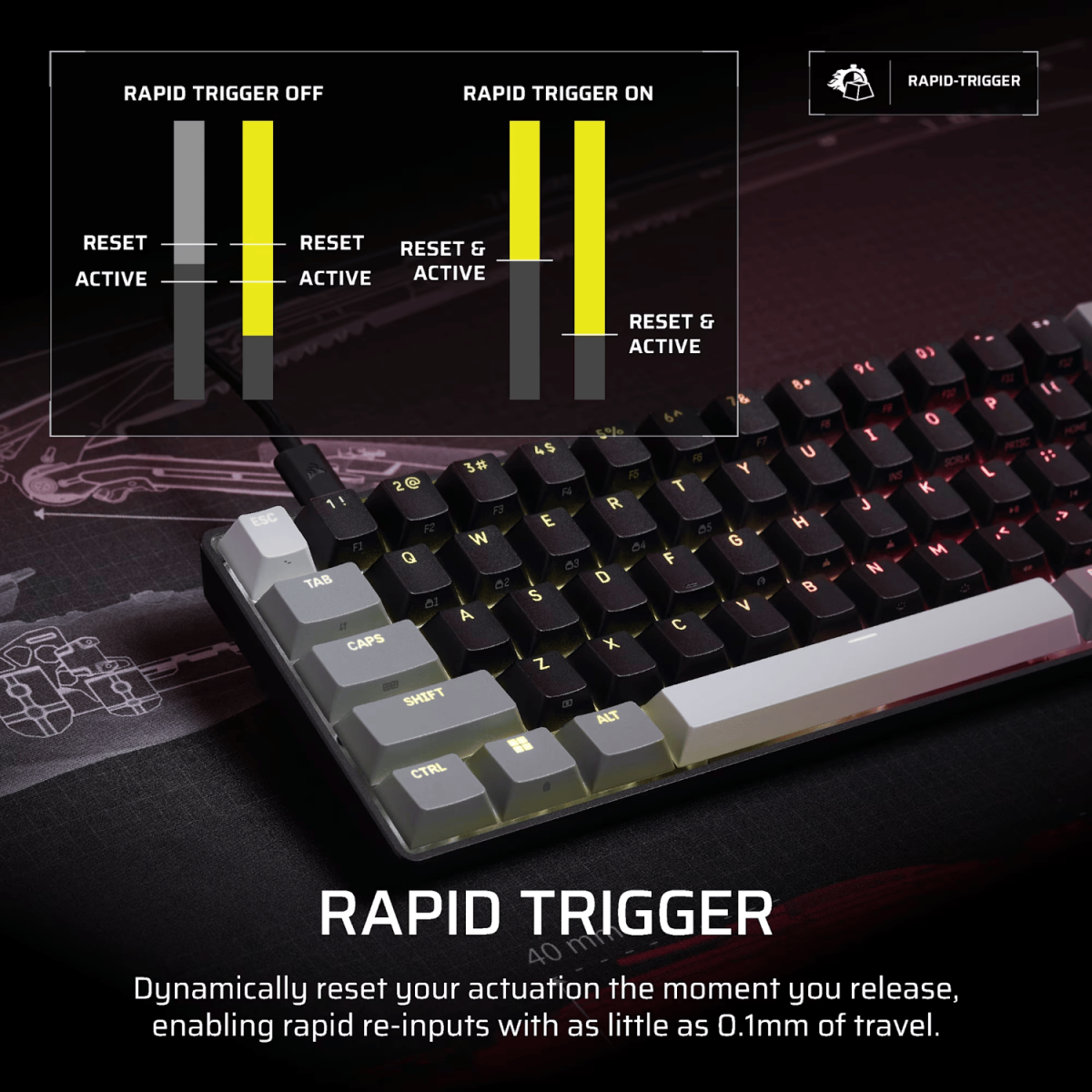 Corsair CLIPPER PRO MINI 60 Hall Effect Gaming Keyboard - Black - Image 3