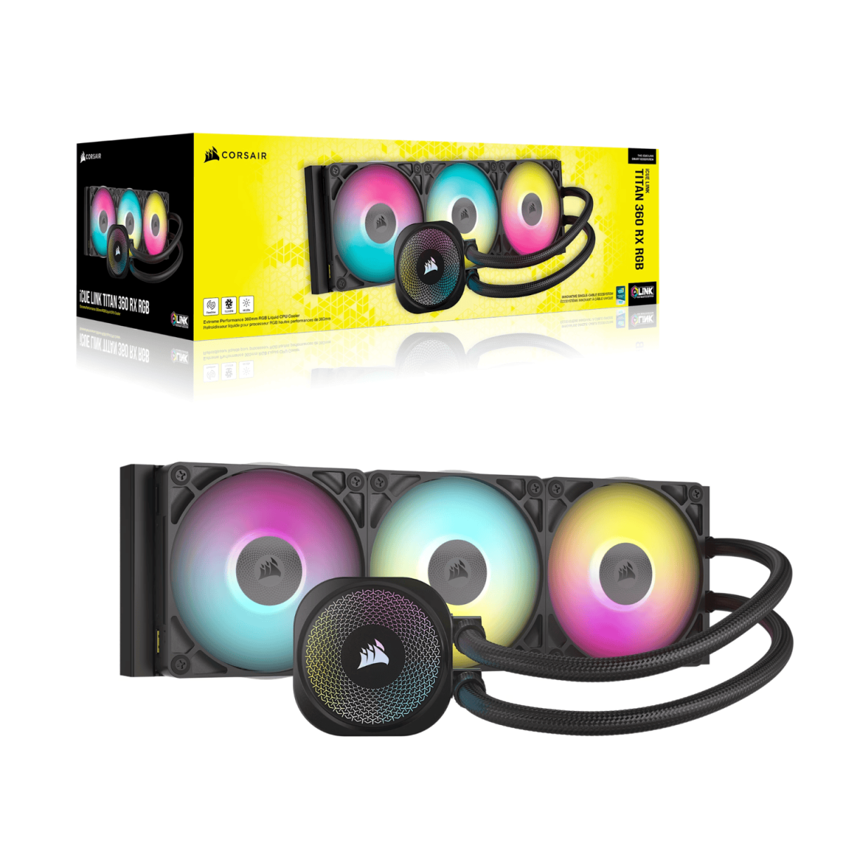 Corsair iCUE LINK TITAN 360 RX RGB AIO Liquid CPU Cooler - Black - Image 4