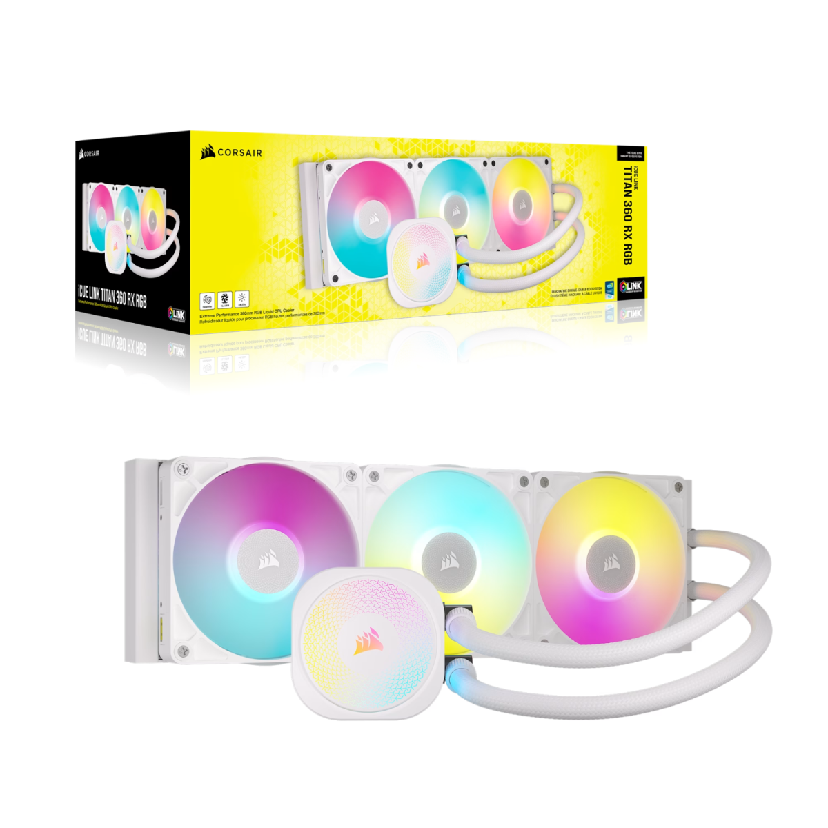 Corsair iCUE LINK TITAN 360 RX RGB AIO Liquid CPU Cooler - White - Image 4