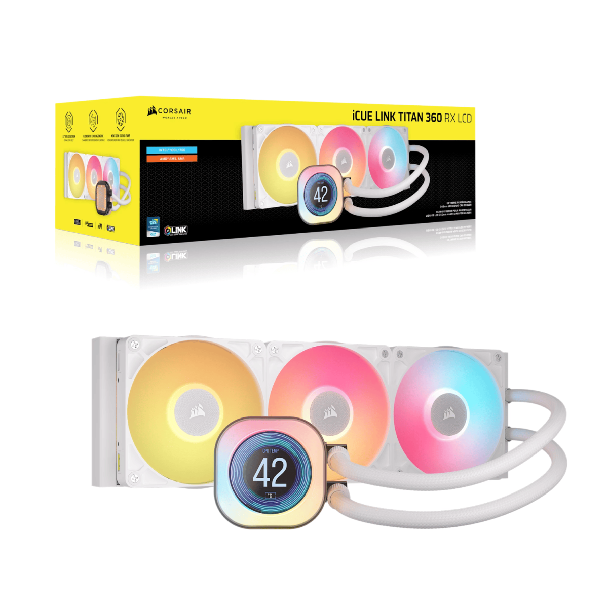 Corsair iCUE LINK TITAN 360 RX LCD Liquid CPU Cooler - White - Image 4