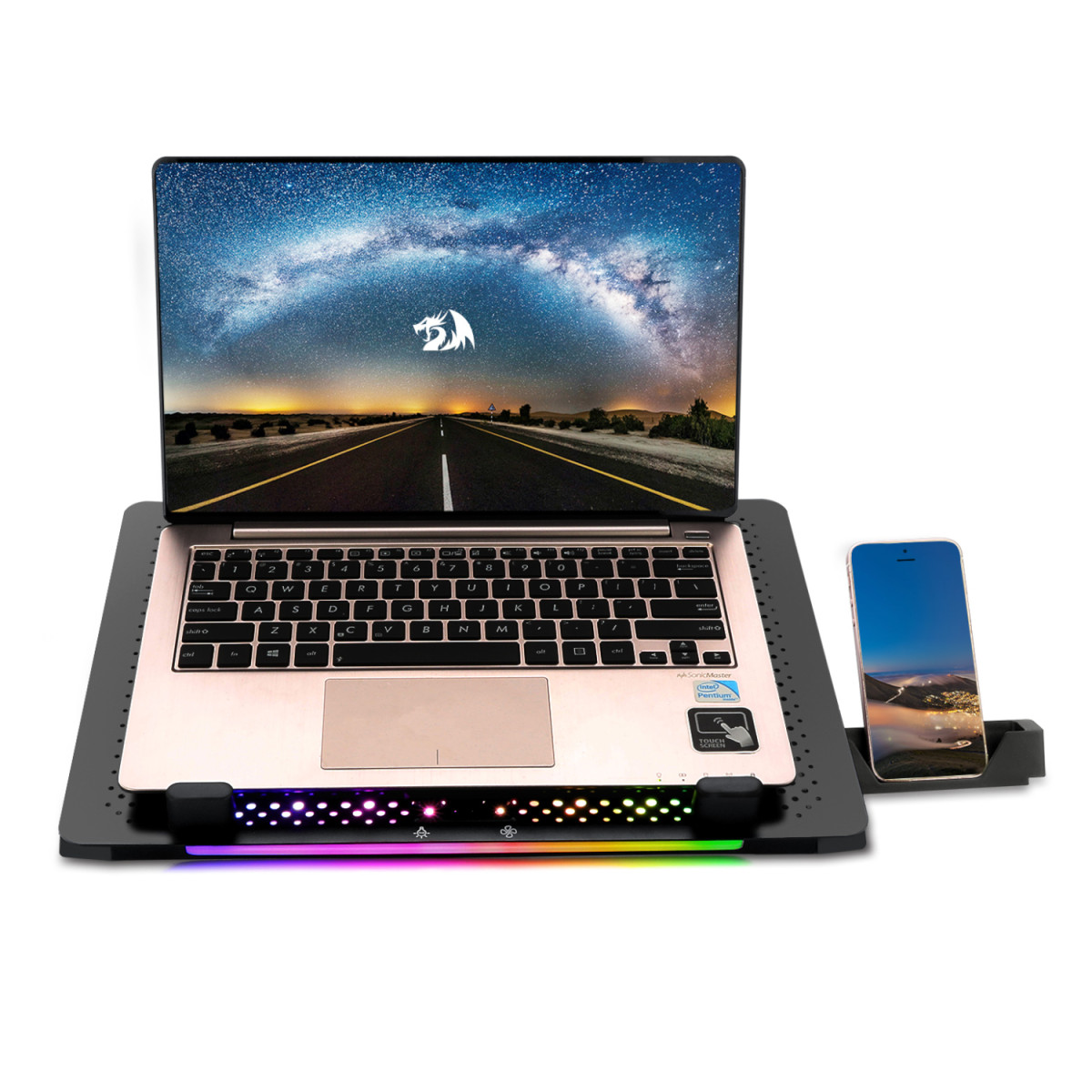REDRAGON Dual USB 5 Fan RGB Gaming Notebook Stand - Image 4