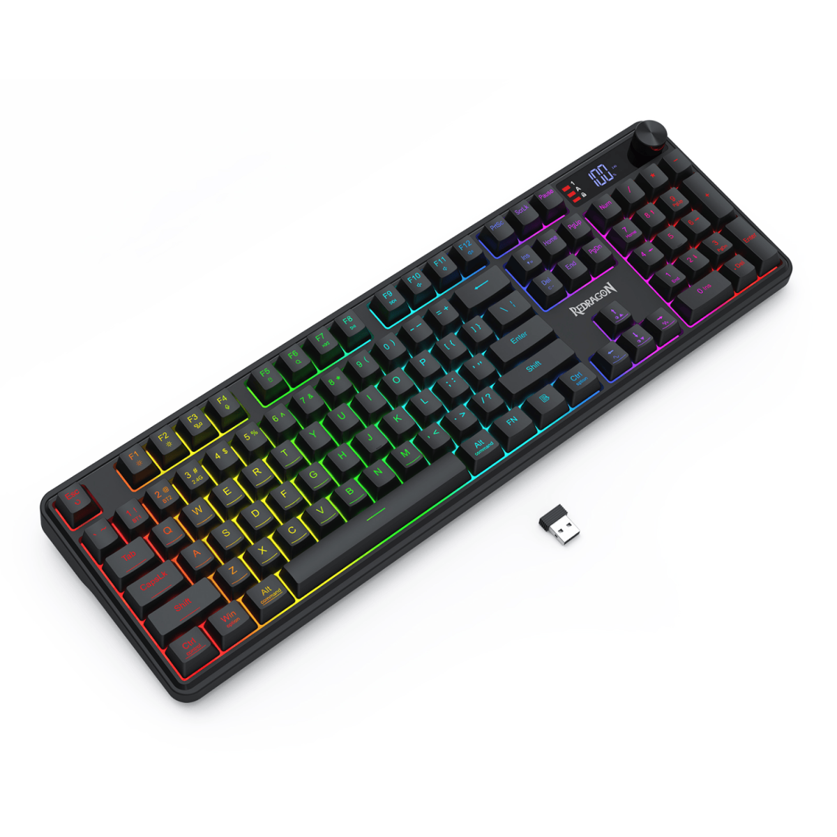 Redragon RM104 PRO VOLCANO RGB Wireless Membrane Gaming Keyboard - Black - Image 3