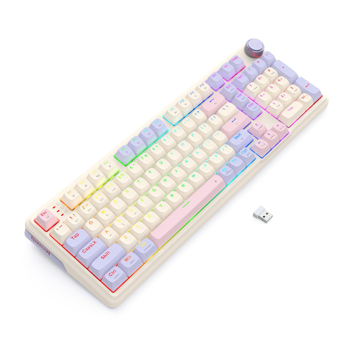 Redragon K768 EISA 100 RGB Wireless Gaming Keyboard - Lilac - Image 4
