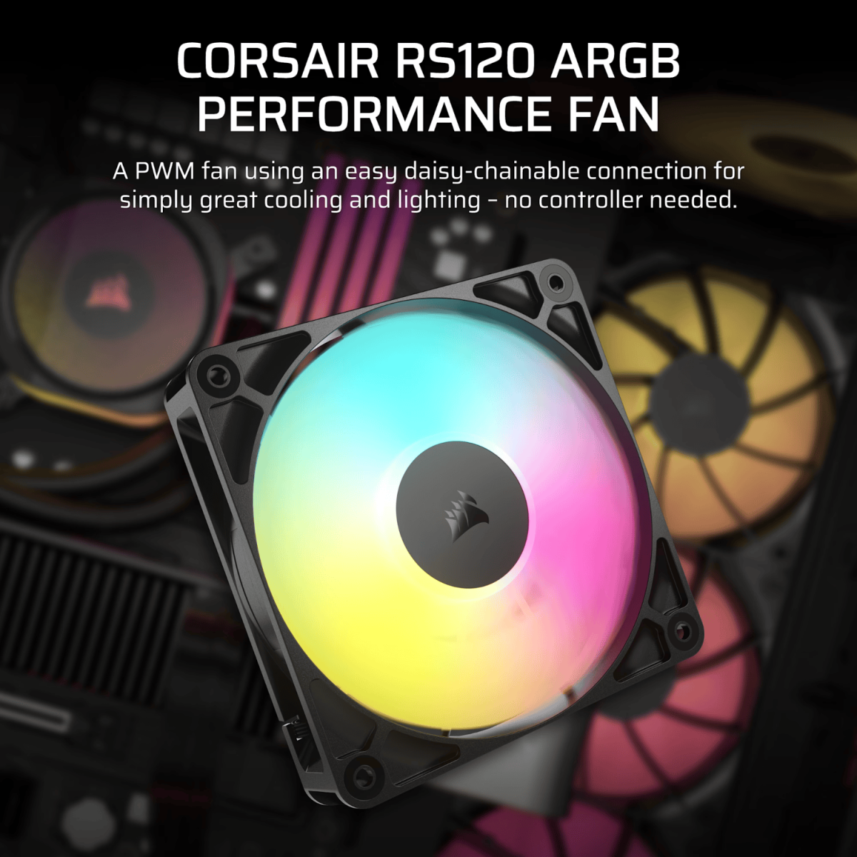 Corsair RS120 ARGB 120mm PWM Fan - Black - Image 3