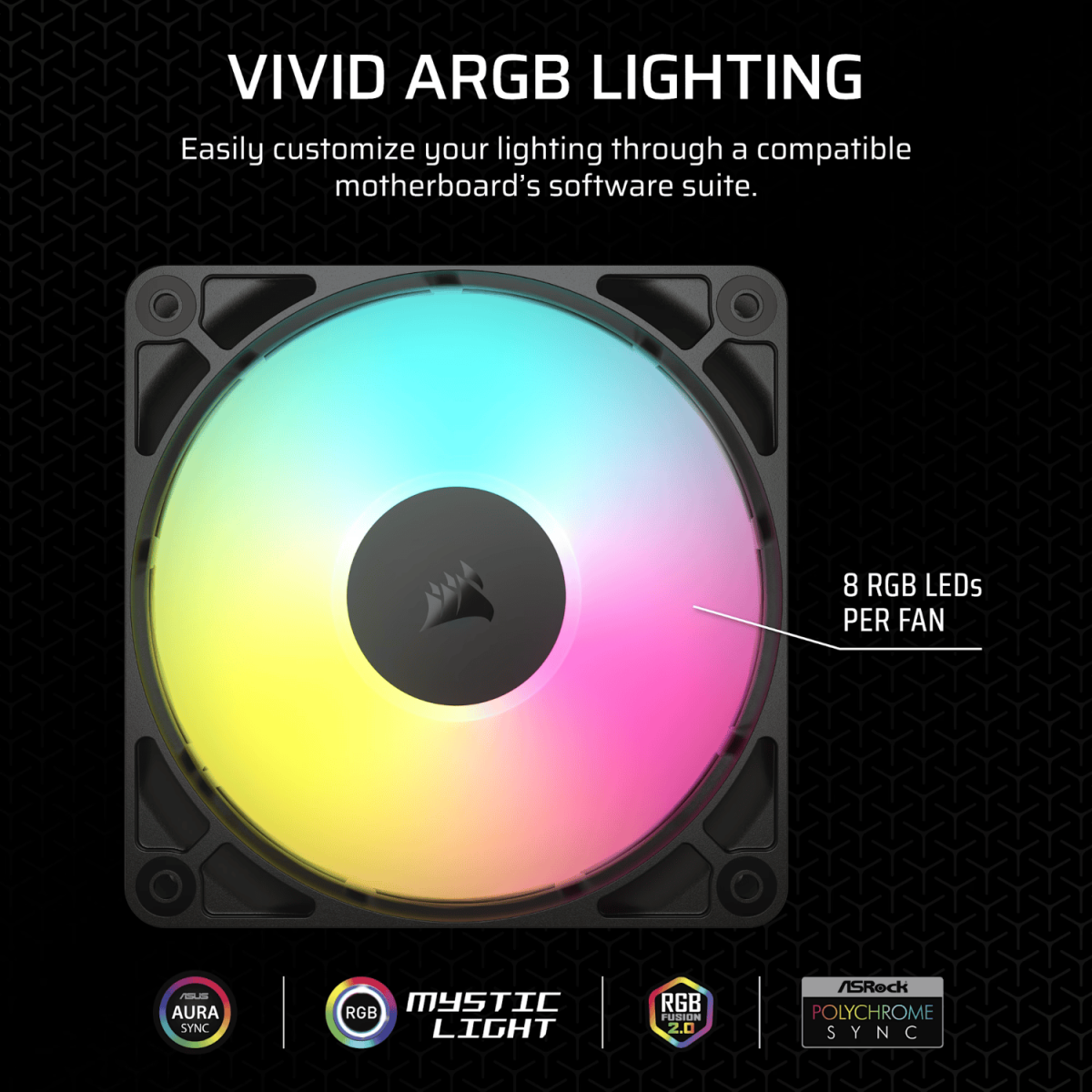 Corsair RS120 ARGB 120mm PWM Fan - Black - Image 4